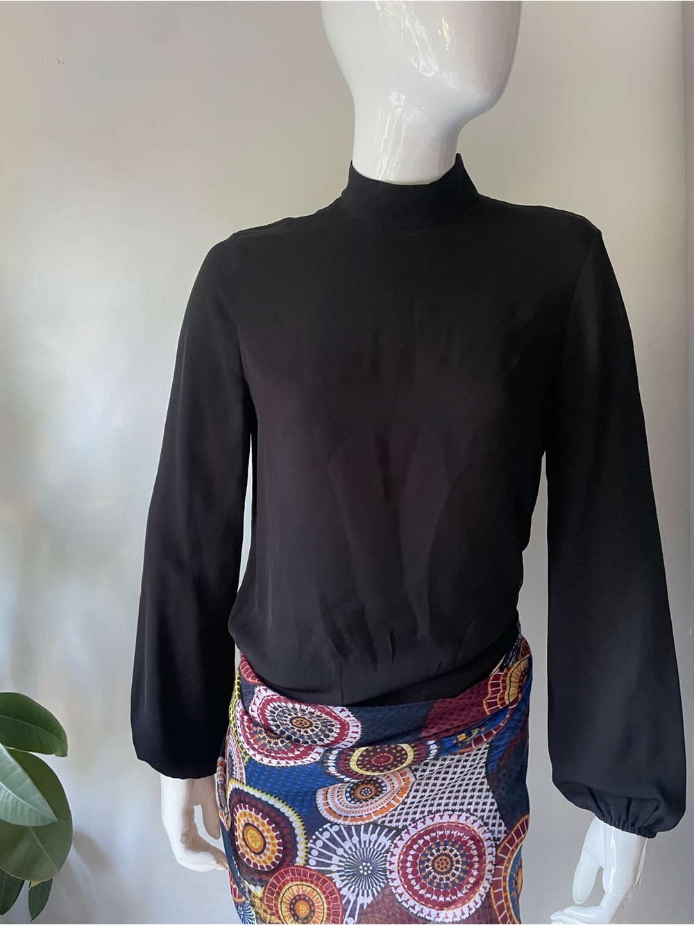 Theory Black Mock Neck Long Sleeve Top
